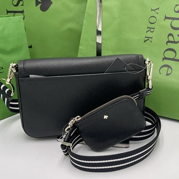 KATE SPADE Rosie Pebble Leather Small Flap Crossbody Black NWT - Picture 10 of 16